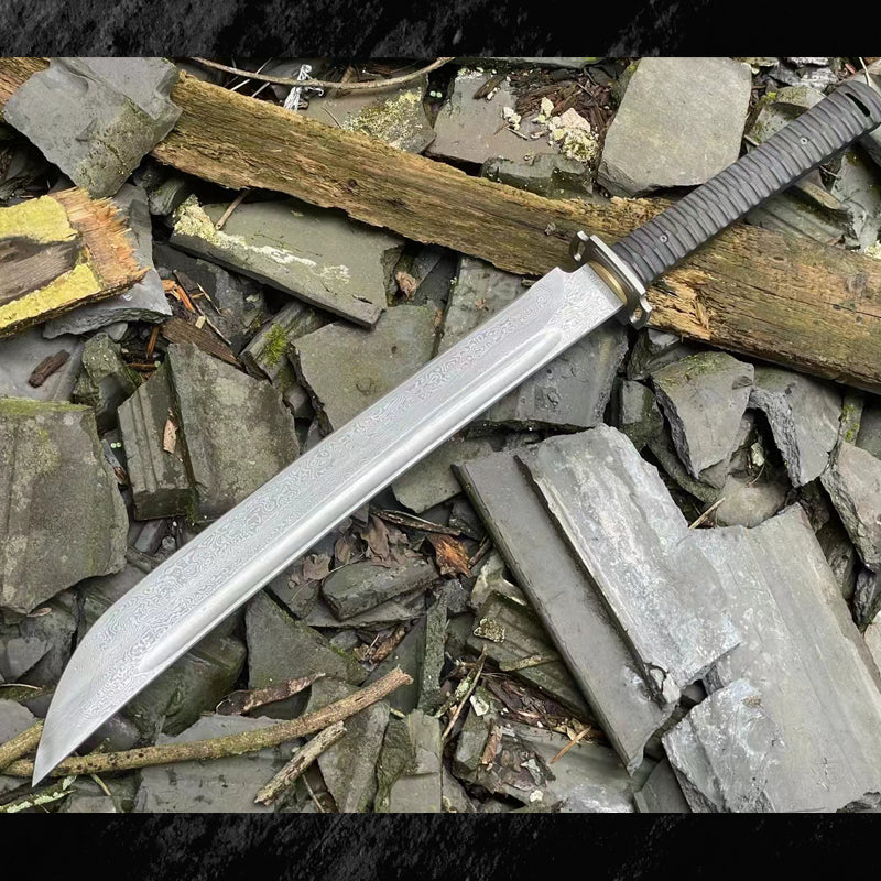 High carbon Damascus, wide body tactical knife，katana