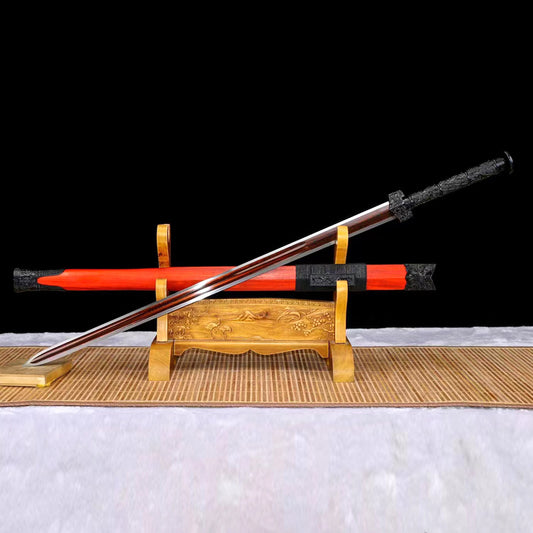 Pattern steel forging process, baked red 双龙汉剑