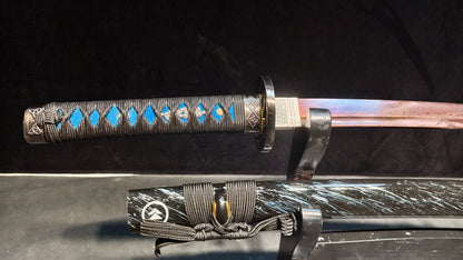 Phantom Assassin（Pattern steel forging process）blue quenching,katana ,short knife