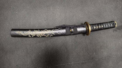 dragon hand（T10 earth-covered burning blade, carved dragon）katana,short knife