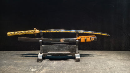 Skeleton King (spring steel) forged katana engraving process