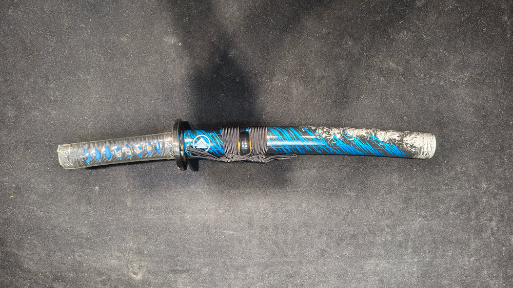 （Pattern steel quenched blue）katana,short knife