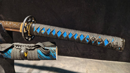 Blade of Fire（T10forging）Covered with soil and burned to create blade flame patternskatana ,katana