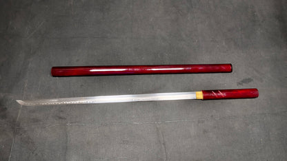 red stick（Medium carbon steel, clay-covered burnt blade）katana ，red