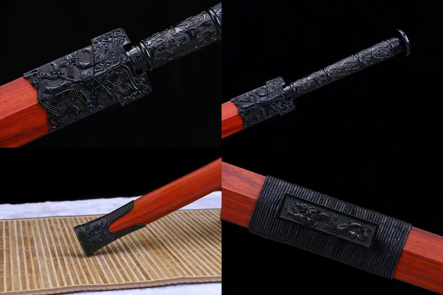Pattern steel forging process, baked red 双龙汉剑