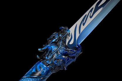 Dragon head broadsword（Manganese steel high-temperature paint-baked blue engraving process）