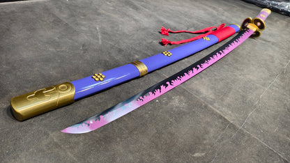 Zoro's purple Yama sword (spring steel) is forged very sharply
