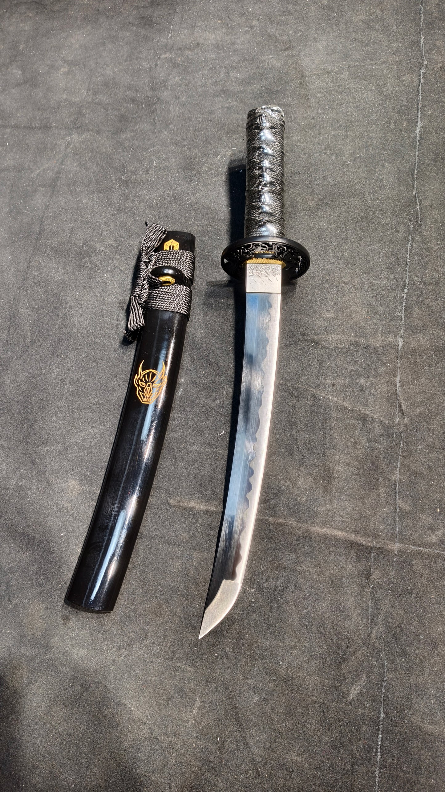 Devil's knife(Spring steel forged) black quenched,katana ,short knife