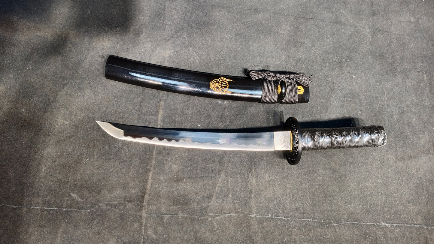 Devil's knife(Spring steel forged) black quenched,katana ,short knife