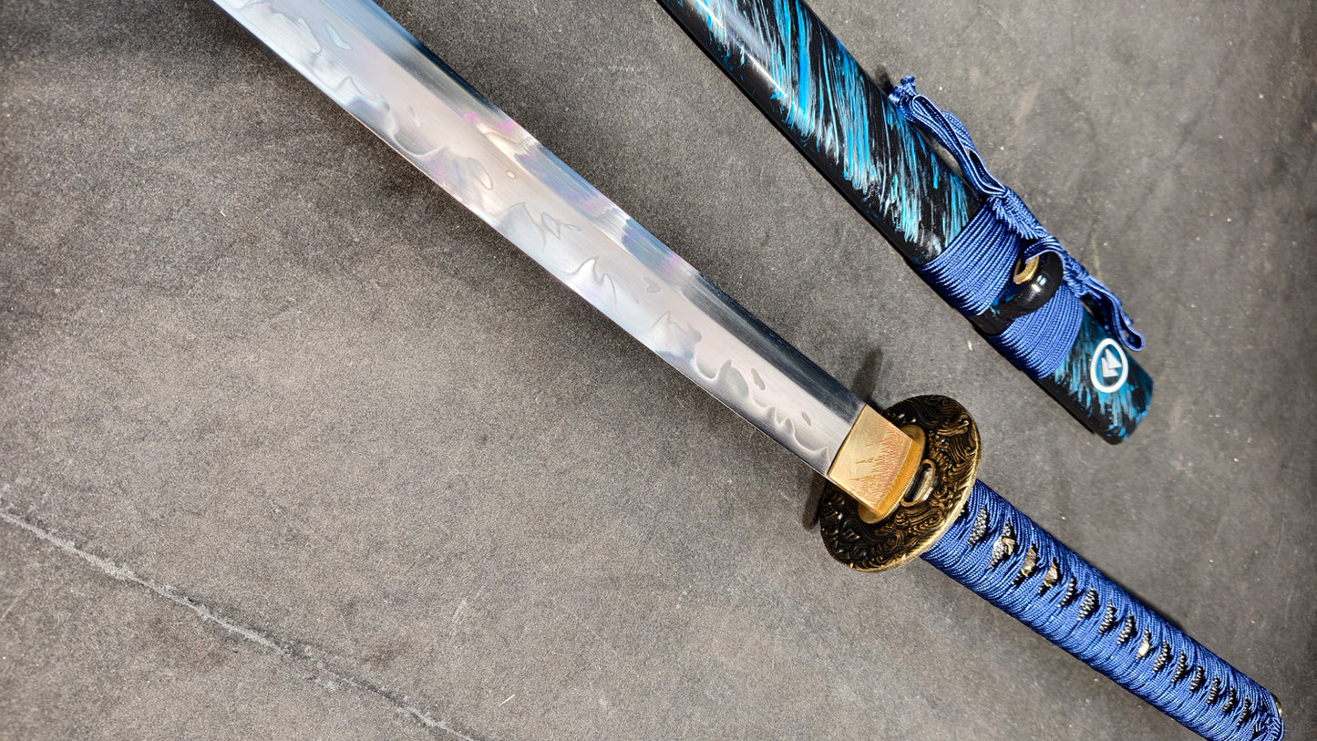 blue fighter（T10 earth covering and burning knife process）katana
