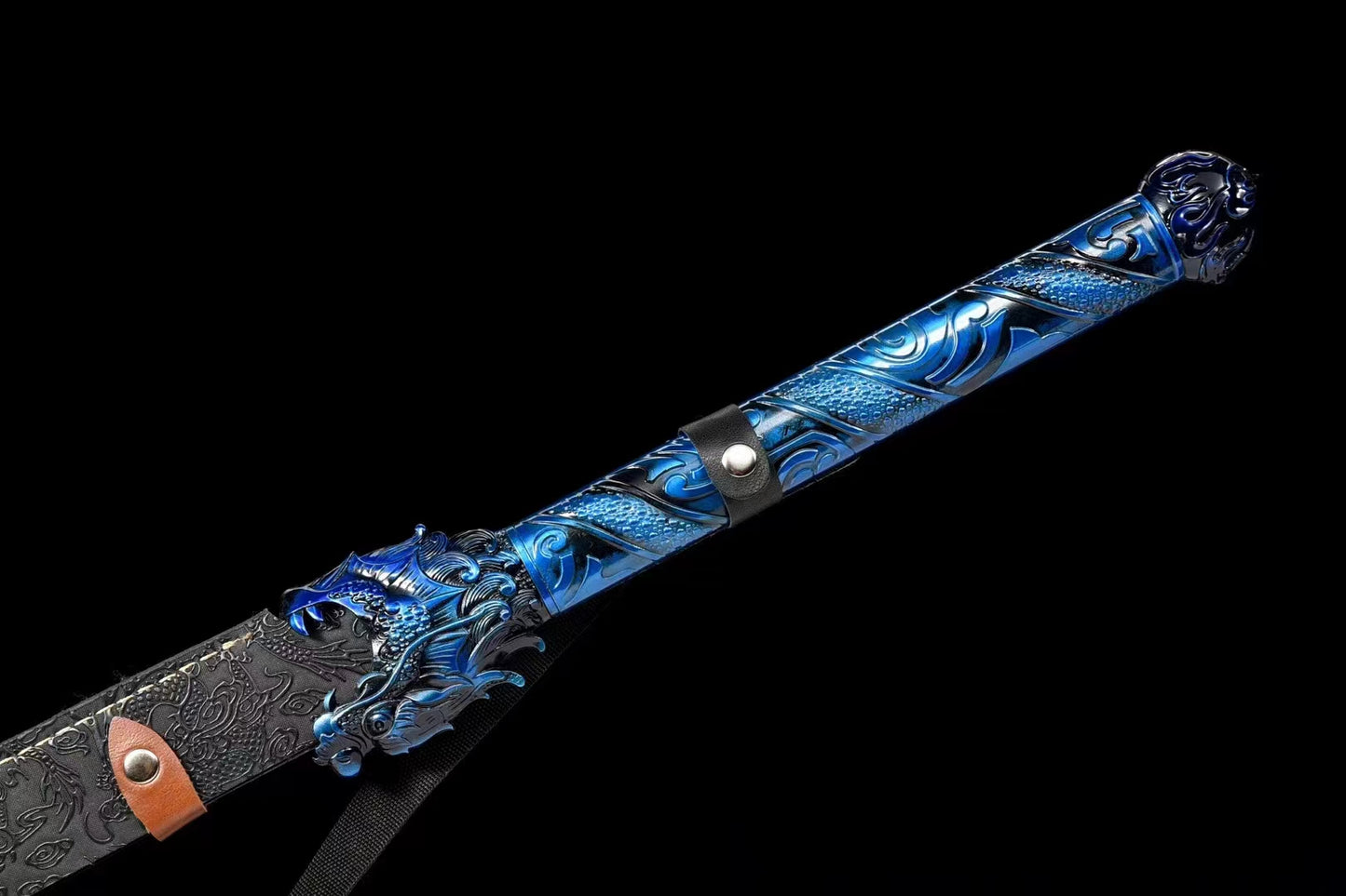 Dragon head broadsword（Manganese steel high-temperature paint-baked blue engraving process）