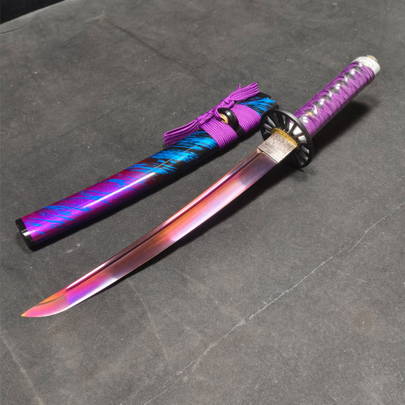 Phantom Assassin，Medium carbon steel (fire-quenched purple blade),katana ,short knife